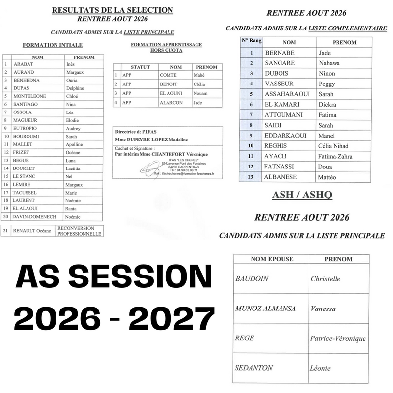 Sélection Aide Soignant(e), les résultats sont tombés !